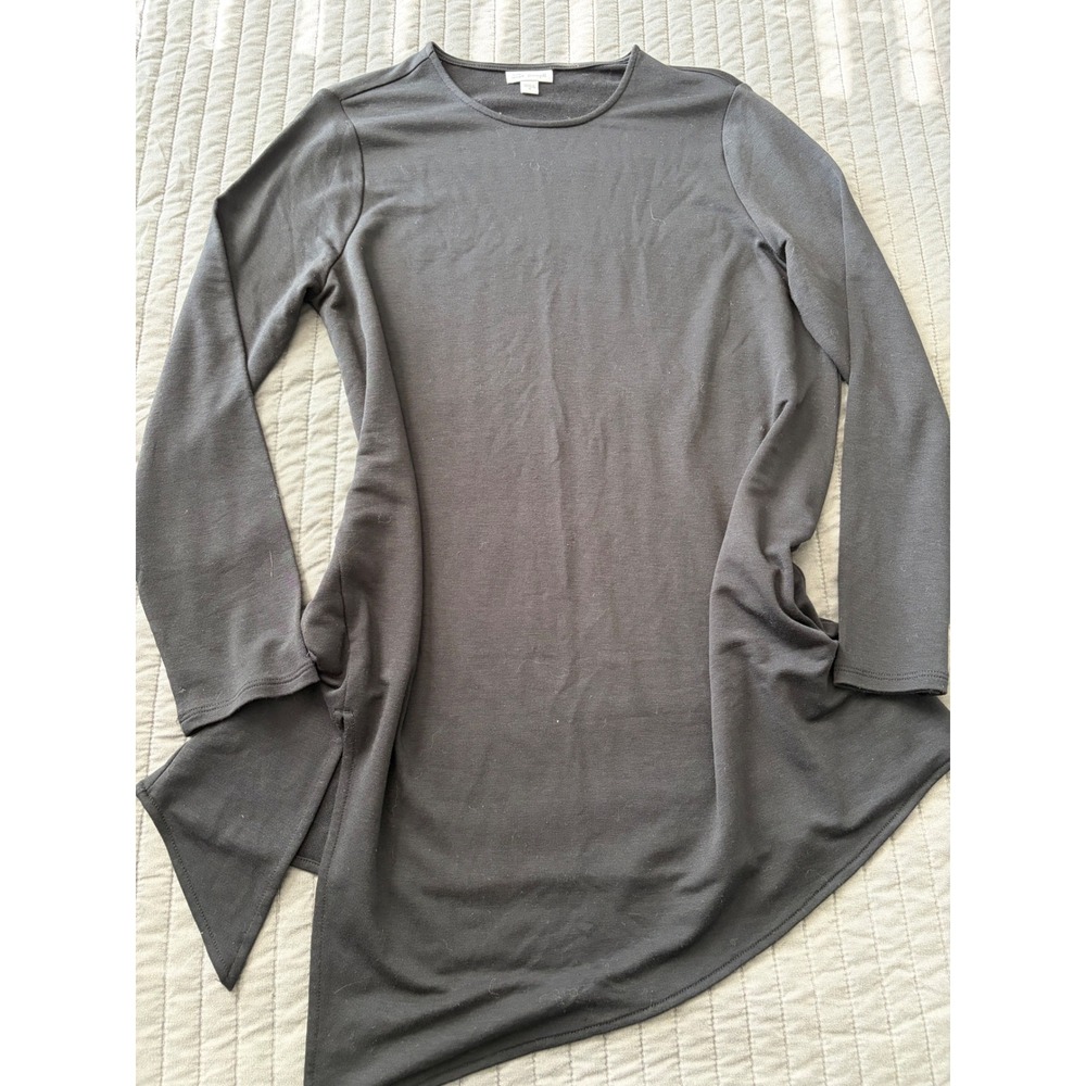 Pure Jill Luxe Tencel Asymmetrical Sharkbite Tunic Top Black Womens Medium - Picture 2 of 8
